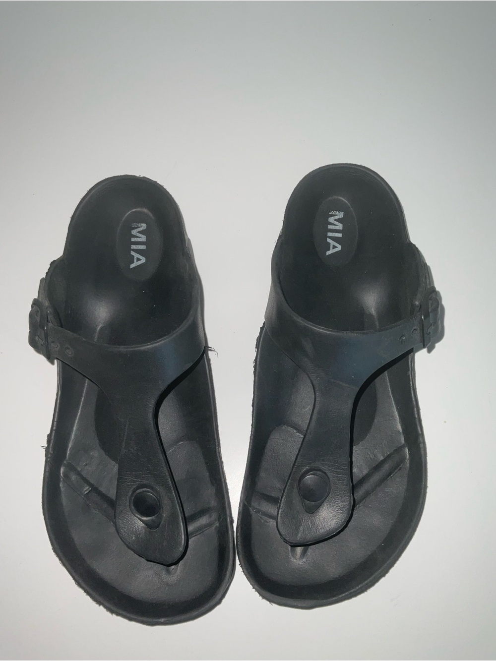 MIA Black T-Strap Casual Slide Sandals